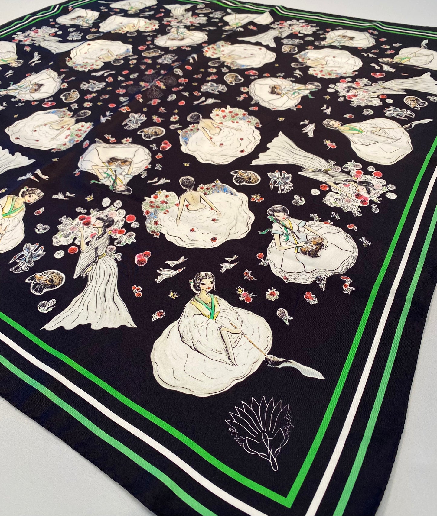 The "Peaceful Presents" Carré 100% mulberry silk scarf